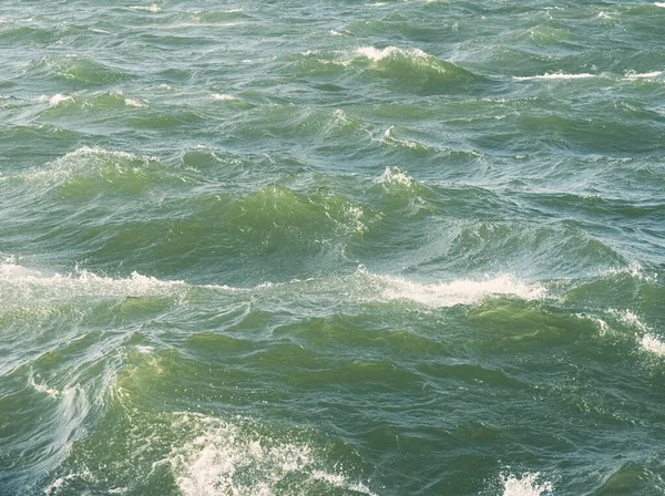 Greenish Water Surface with Stormy Waves Closeup