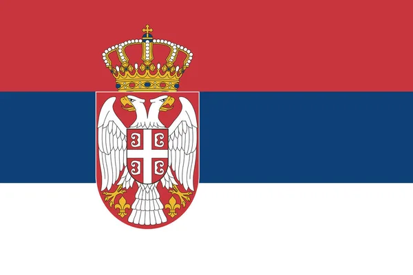 Bandeira Plana Grande Oficial Sérvia Horizontal — Fotografia de Stock