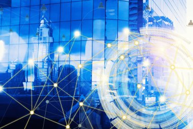 Windows ağ bağlantısı ile iş gökdelen yansıyan