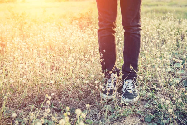 Chaussures et prairies de sport pour femmes — Photo