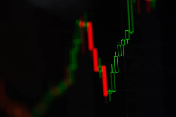 Grafici a LED close-up e informazioni di sintesi per fare stock trading gr — Foto Stock