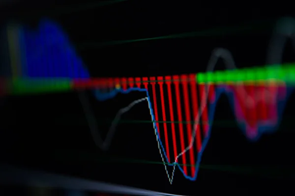 Close-up gráficos LED e informações resumidas para fazer gr negociação de ações — Fotografia de Stock