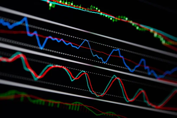 Close-up Led grafieken en summiere info voor het maken van stock trading gr — Stockfoto