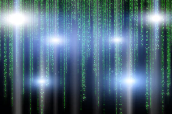 Abstrato tecnologia verde fundo binário. Bacalhau de computador binário — Fotografia de Stock