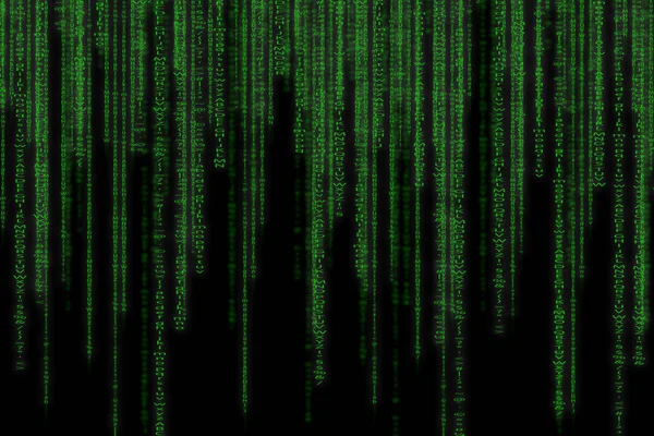 Abstrakt grön teknik binära bakgrund. Binärt dator torsk — Stockfoto