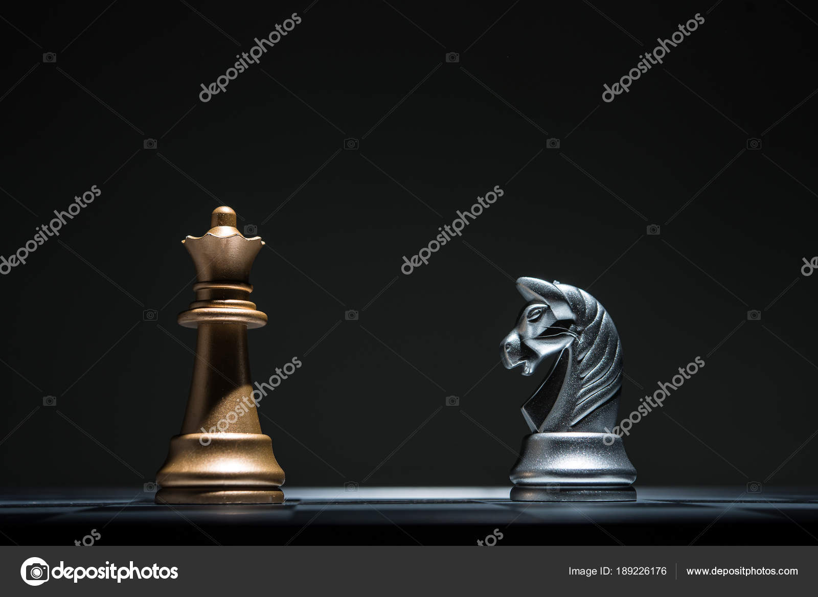 Chess. Black King and Queen on the board .The most powerful