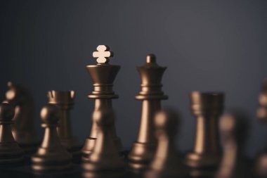 Kral ve satranç Kur koyu arka plan üzerinde Şövalyesi. Lider ve t