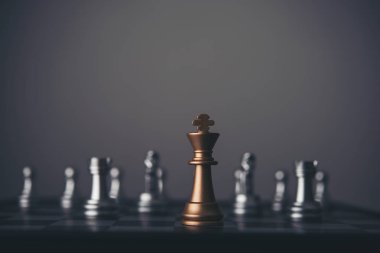 Kral ve satranç Kur koyu arka plan üzerinde Şövalyesi. Lider ve t