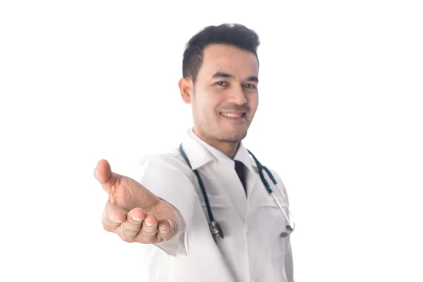白色背景构成的一名医生的肖像 — 图库照片
