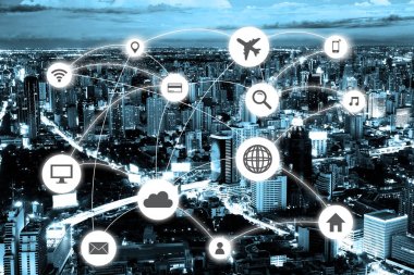 imgelerinde ağ ile seyahat simgesi ve shoping simgesi