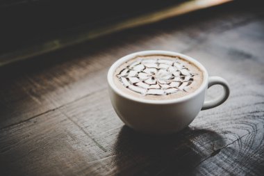 Bir fincan kahve Cafe ahşap tablo.