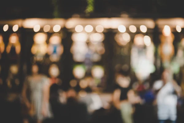 Unschärferelation Des Nachtmarktfestes Auf Der Straße Verschwommener Hintergrund Mit Bokeh — Stockfoto