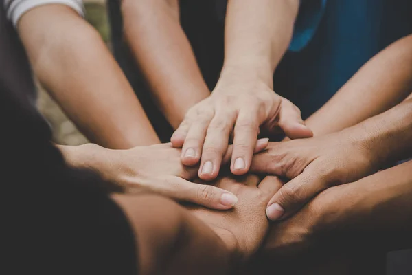 Trabajo Equipo Negocios Une Las Manos Concepto Trabajo Equipo Empresarial — Foto de Stock