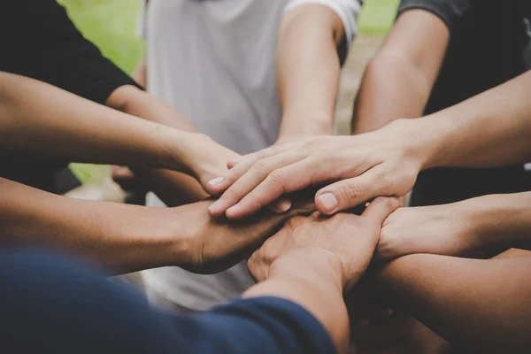 Trabajo Equipo Negocios Une Las Manos Concepto Trabajo Equipo Empresarial — Foto de Stock