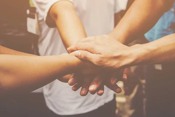 Trabajo Equipo Negocios Une Las Manos Concepto Trabajo Equipo Empresarial — Foto de Stock