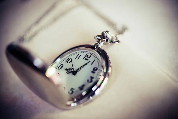 Vintage Pocket Watch Symbols Time Copy Space — Stock Photo, Image