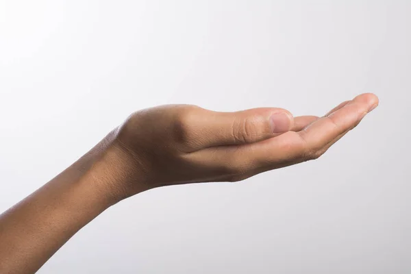 Close Van Een Vrouw Hand Geïsoleerd Witte Achtergrond — Stockfoto