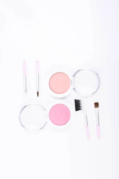 Set Trucco Arrossire Isolato Sfondo Bianco — Foto Stock