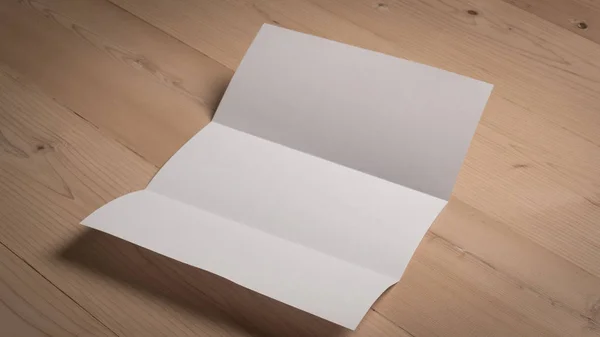 Vit Blank Papper Notepad Träbord — Stockfoto
