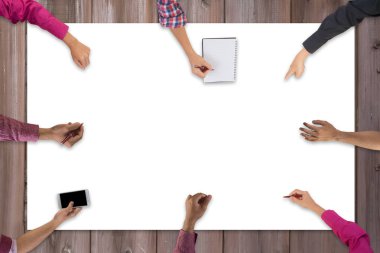 Üstten Görünüm için yeni bir proje planlama toplantı iş takım. İş grubu kurmak