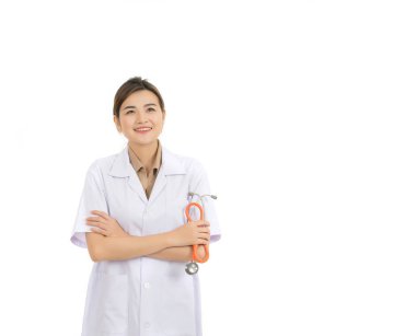 Beyaz izole kadın doktor portresi