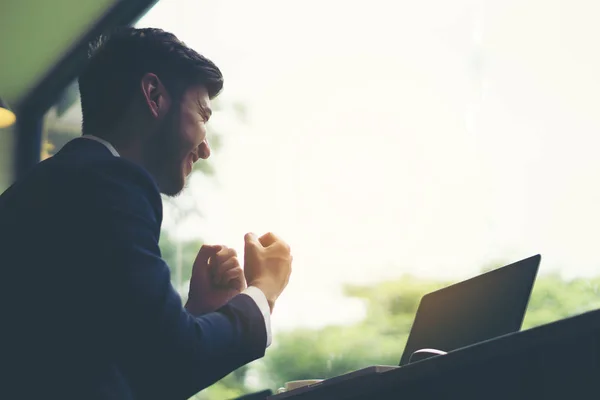 Young Businessman Working Laptop Office Working People Concept — Stock Photo, Image