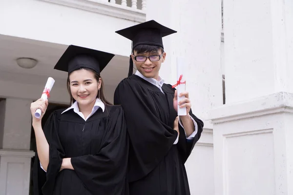 Portriat Diverse International Graduating Students Celebrating Success Education Goal Concept — Stock Photo, Image