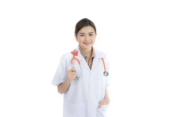 Portrait Female Doctor Isolated White — Stock Photo, Image