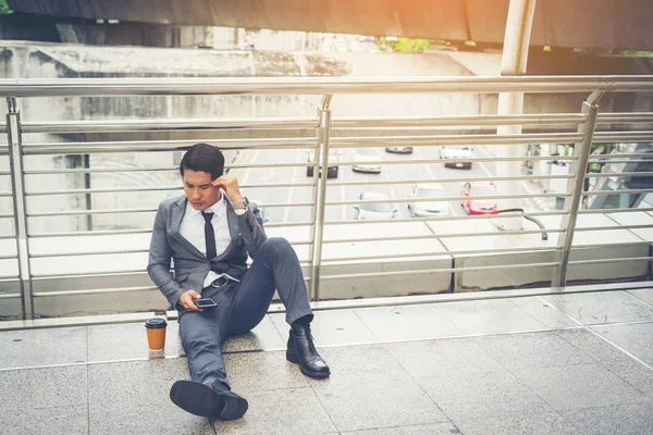 Business Man Sitting Floor Stressed — Stock Photo, Image