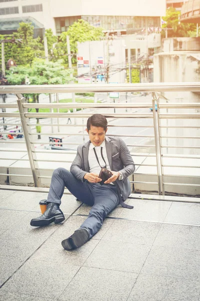 Business Man Sitting Floor Stressed — Stock Photo, Image