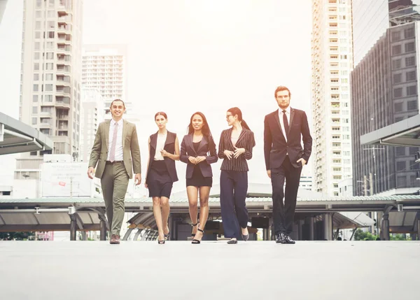 Portrait Of Business people worker Team Outside.