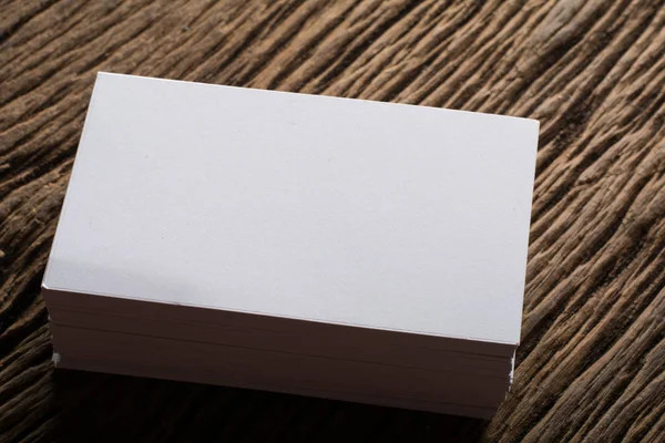 Blank White Business Card Presentation Corporate Identity Wood Background — Stock Photo, Image