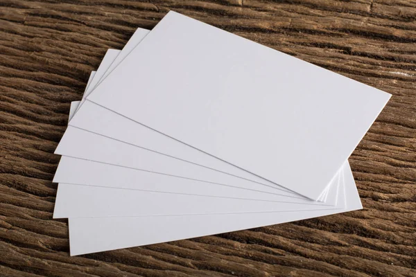 Branco Branco Apresentação Cartão Visita Identidade Corporativa Fundo Madeira — Fotografia de Stock