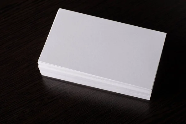 Blank White Business Card Presentation Corporate Identity Wood Background — Stock Photo, Image