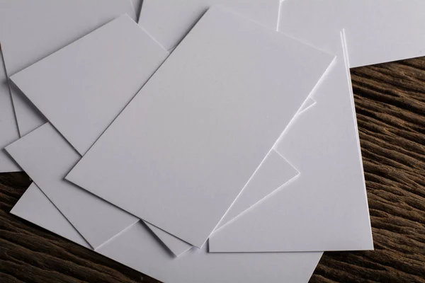 Branco Branco Apresentação Cartão Visita Identidade Corporativa Fundo Madeira — Fotografia de Stock