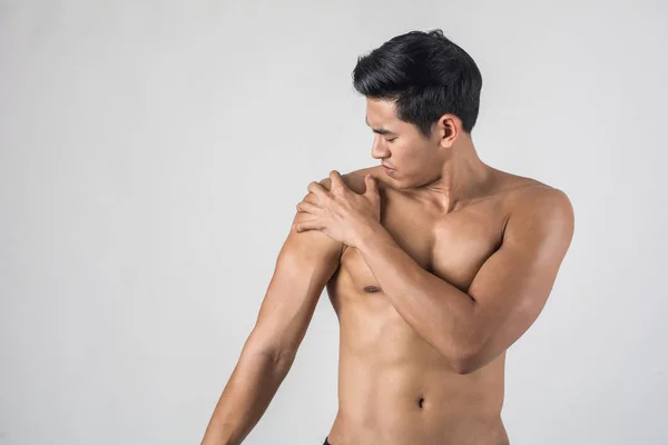 Young Sport Man Pain Shoulder — Stock Photo, Image