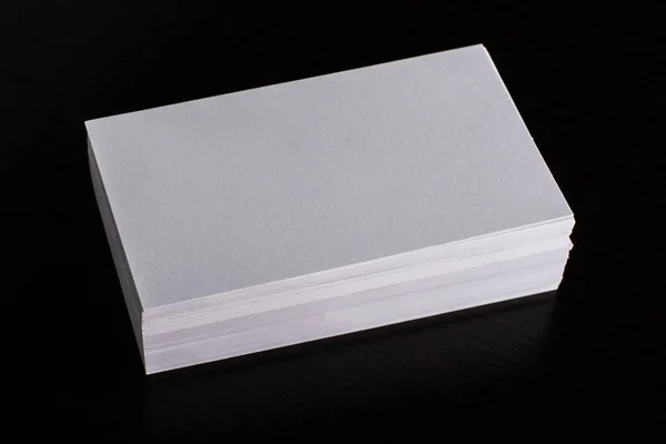Blank White Business Card Presentation Corporate Identity Wood Background Stock Image