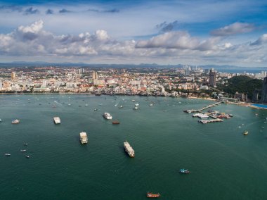 Pattaya Beach havadan görünümü. Tayland.