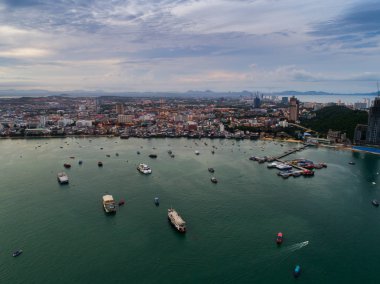 Pattaya Beach havadan görünümü. Tayland.