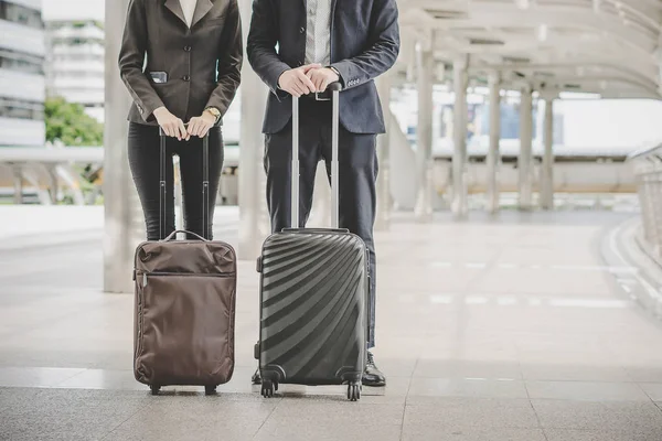 Business Man Woman Going Business Trip — Stock Photo, Image