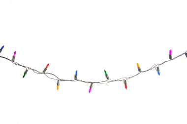 Beyaz backgrou izole dekorasyon dize Noel ışıkları