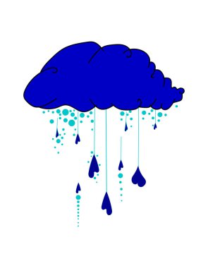 Kalp şeklinde damlalar olan mavi bulut