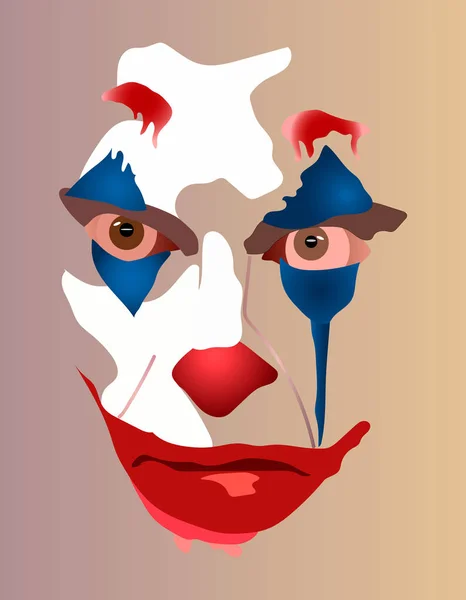 Visage Des Hommes Est Peint Comme Clown — Image vectorielle