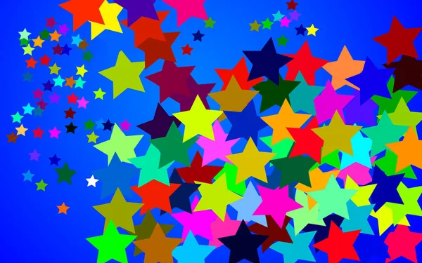 Mehrfarbige Sterne Auf Blauem Hintergrund — Stockvektor