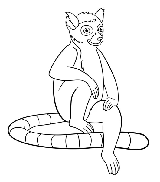Coloring pages. Little cute lemur smiles. Stock Vector Image by ©ya ...