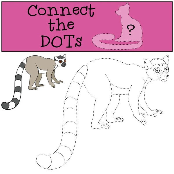 Lernspiel: Verbinden Sie die Punkte. Kleiner süßer Lemur. — Stockvektor