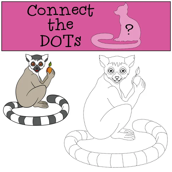 Educational game: Connect the dots. Little cute lemur. — Stockový vektor