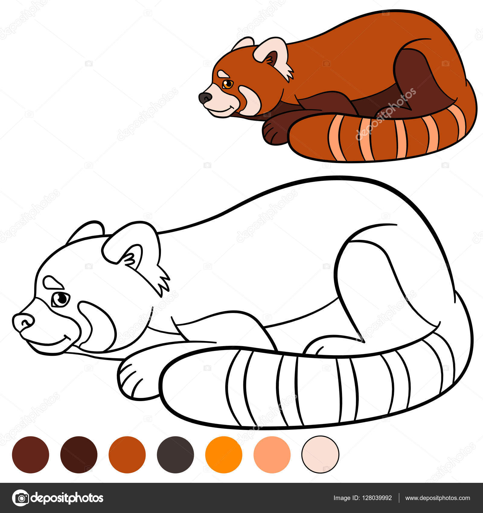 Kolorowanki: red panda. Little cute red panda. Stock Vector by ©ya