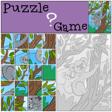 Eğitim oyun: Puzzle. Onun küçük şirin bebek ile anne koala.