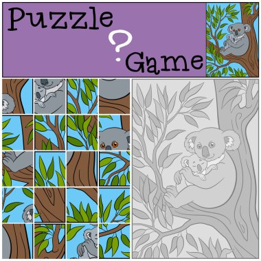 Eğitim oyun: Puzzle. Onun küçük şirin bebek ile anne koala.
